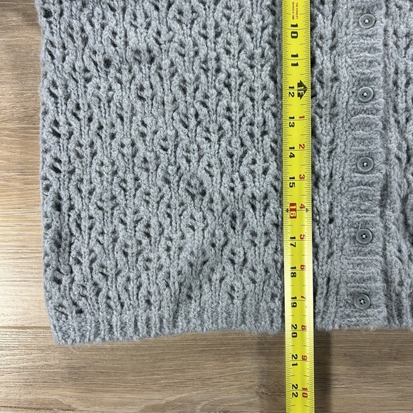 Reformation Medium Clara Merino Wool Alpaca Mineral Pointelle Blue Knit Cardigan - Picture 11 of 12